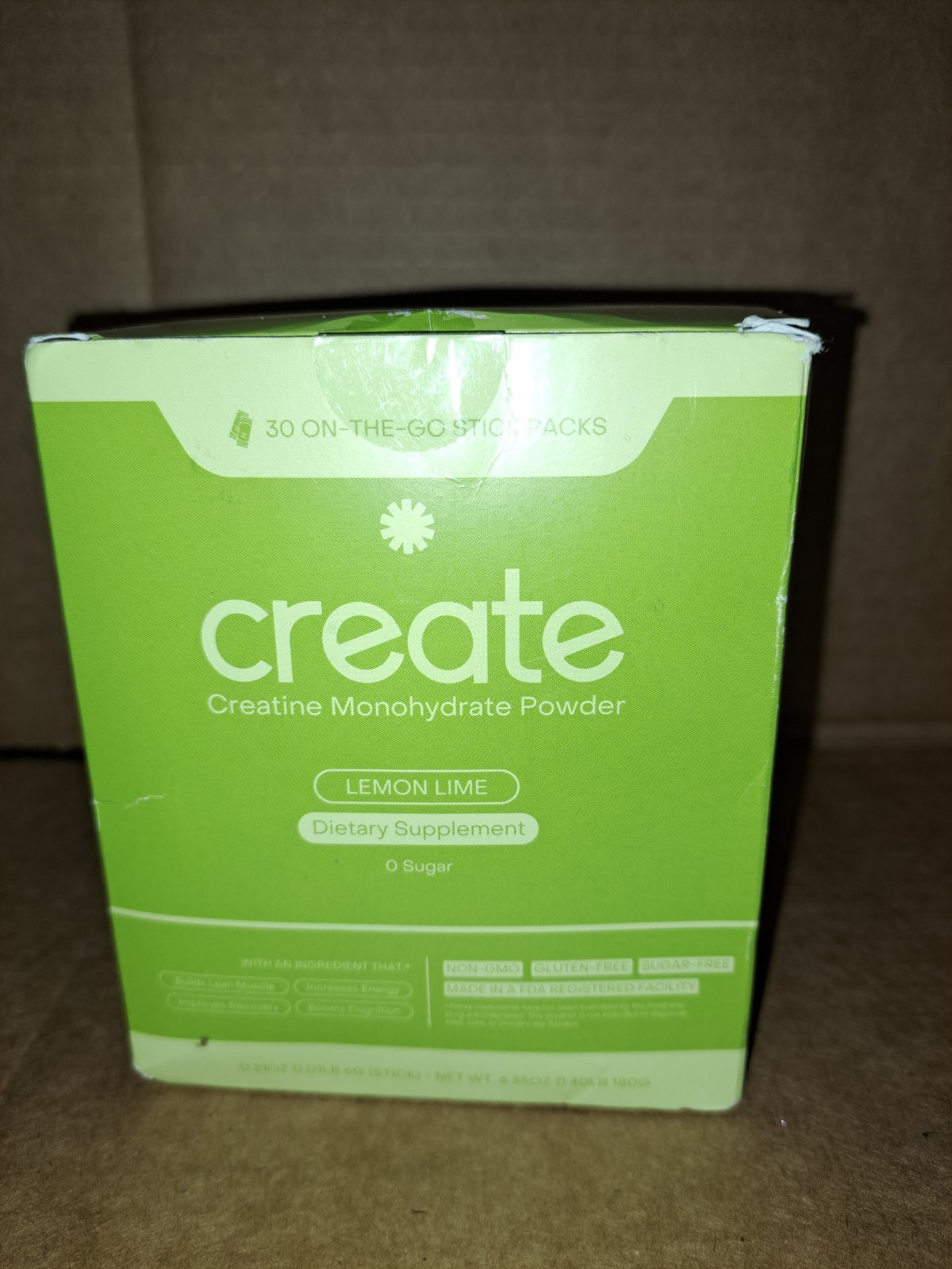 Create Creatine Monohydrate Powder Lemon Lime Dietary Supplement 30 sticks – New