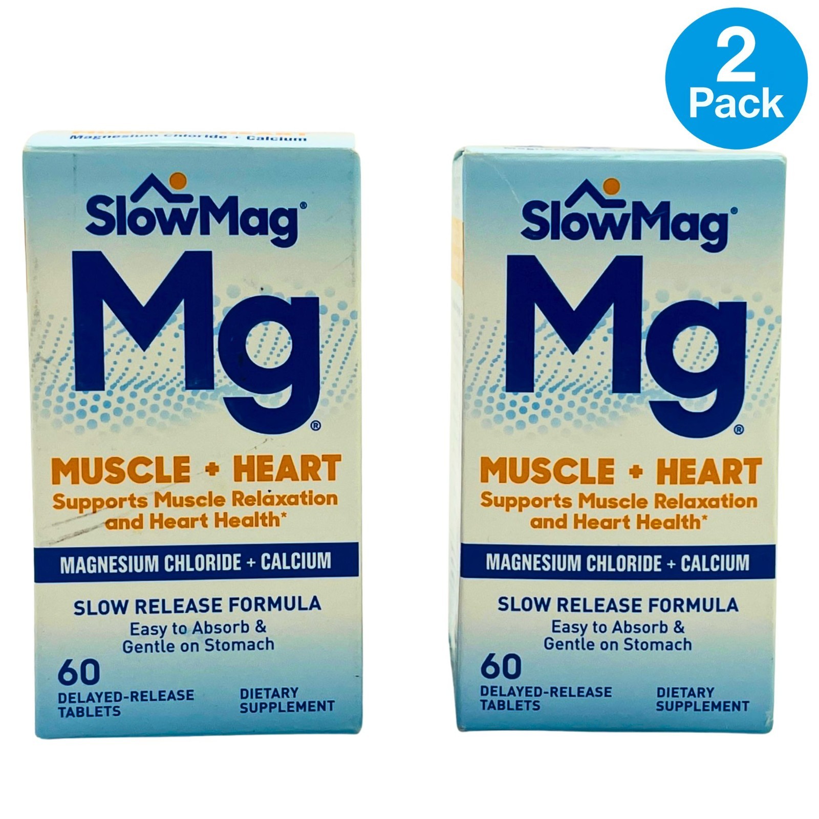SlowMag Mg Muscle + Heart Magnesium Chloride + Calcium – 2 Pack – New