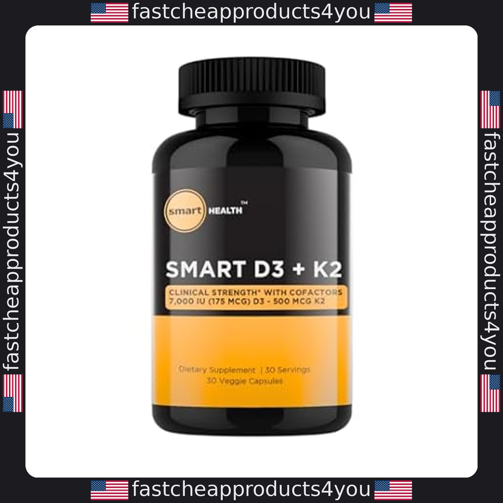Vitamin D3 & K2 7000 IU + 500 MCG – Veggie Capsules for Bone & Immune Support