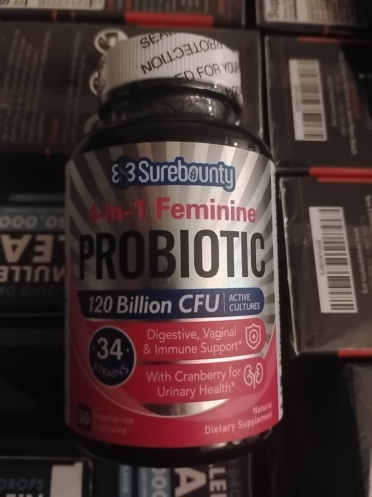 Surebounty Feminine Probiotic 4-in-1 120 Billion CFU, 34 Strain, 30 Capsules
