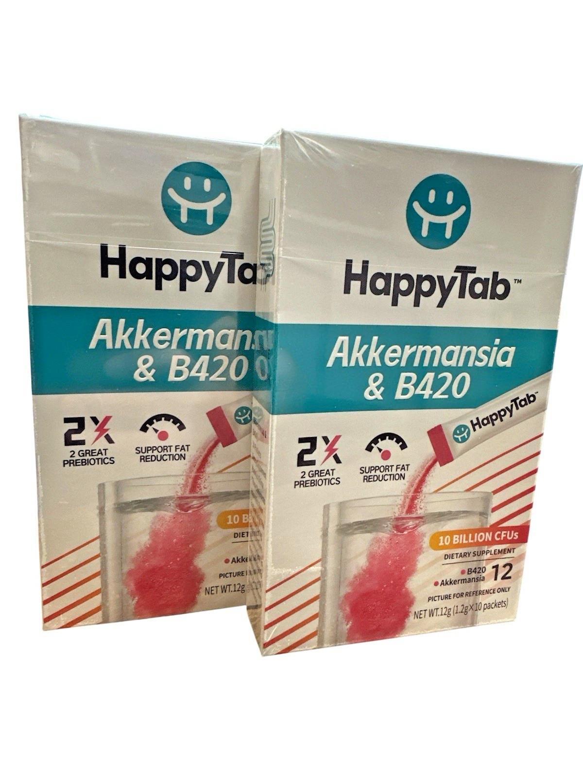 2 X HappyTab Akkermansia & B420 Ready  Eat Probiotic Products – 10 Billion CFUs