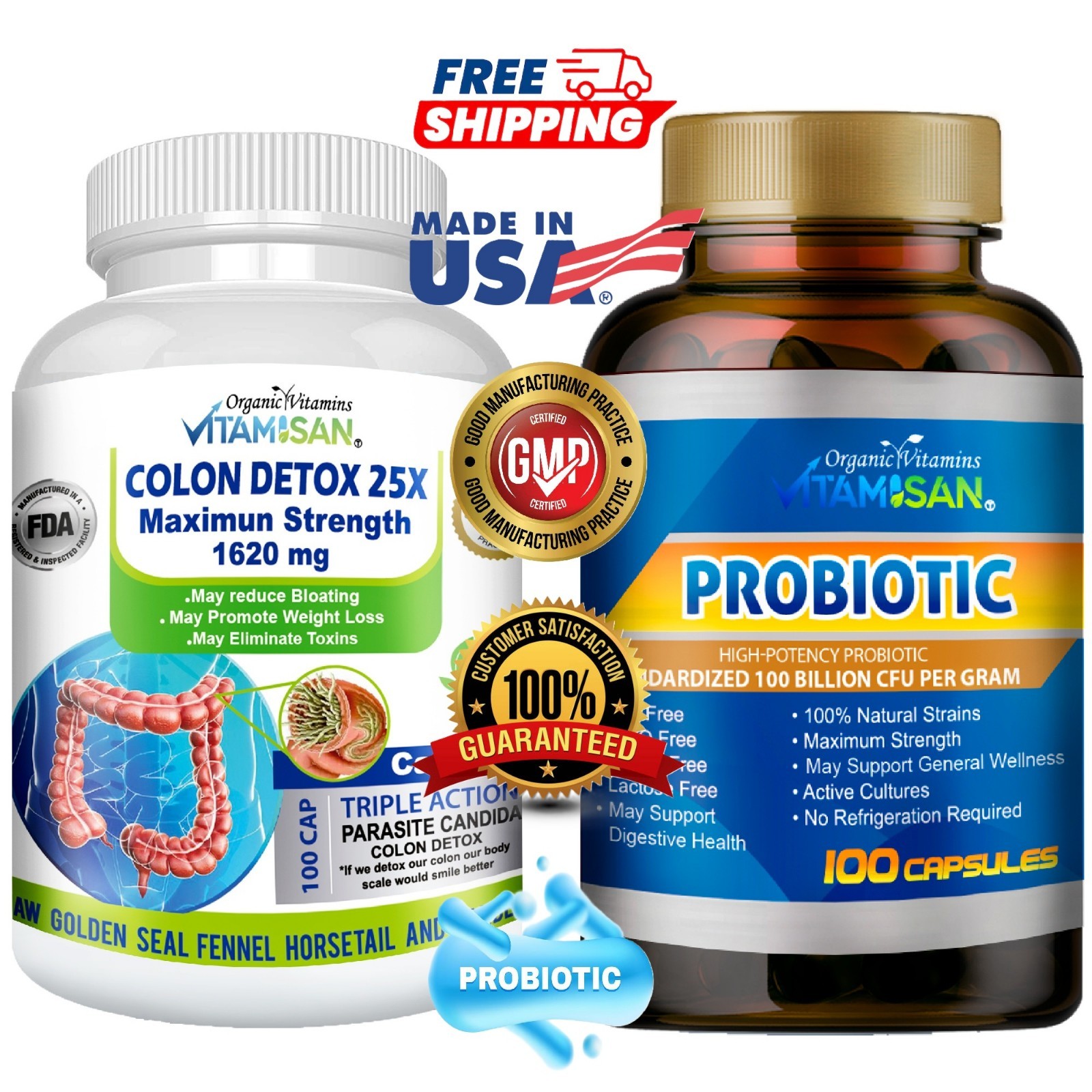 Colon Cleanse Program with Probiotics, Easy & Gentle, Complete Gut Detox support
