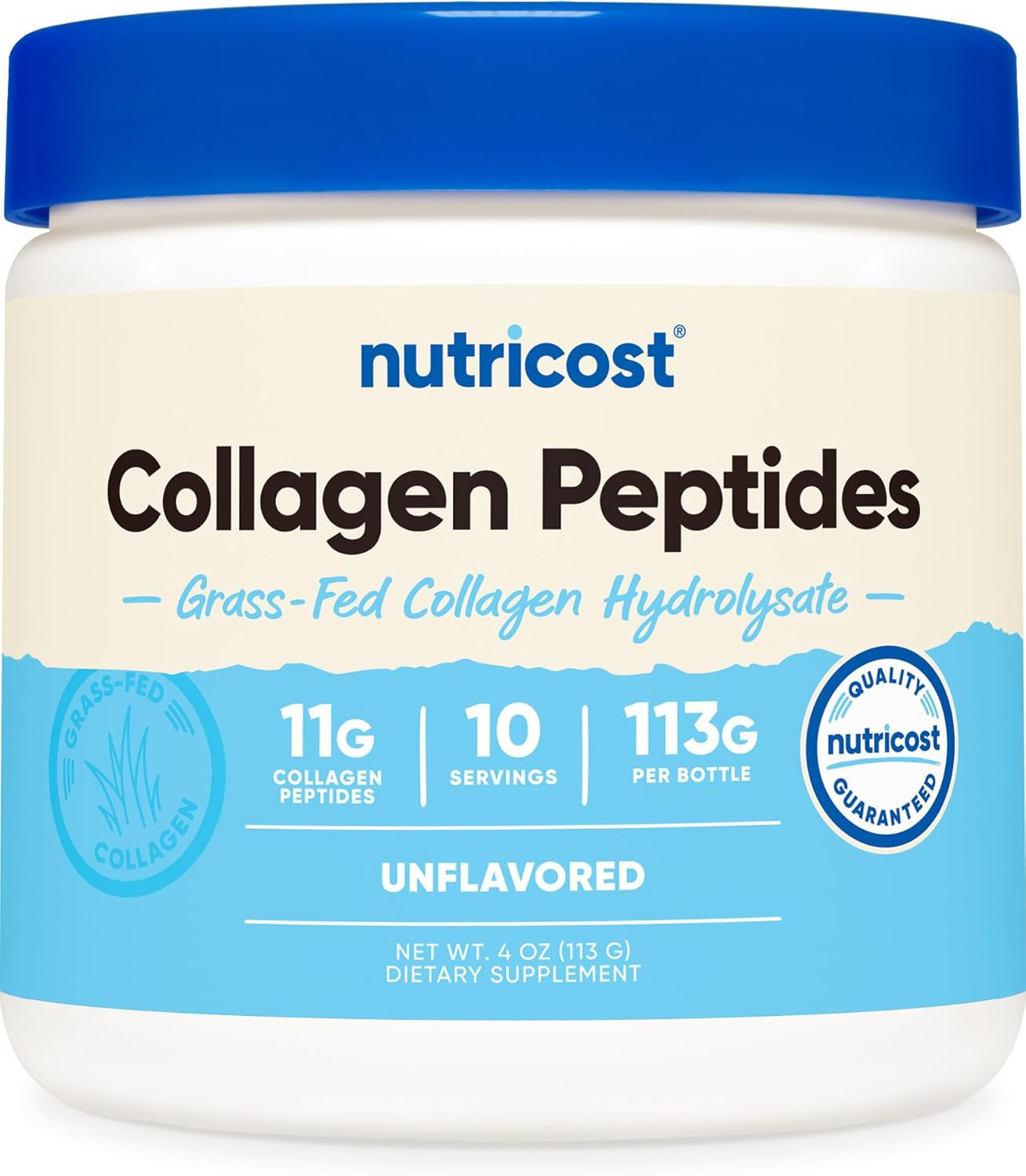 Nutricost Collagen Peptides 4oz Unflavored Grass Fed Type I III Protein