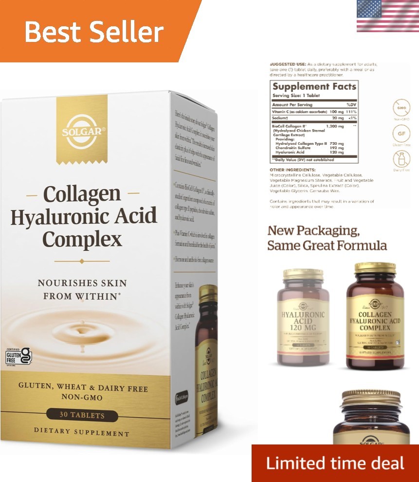 Hydrolyzed Collagen Type 2 & Hyaluronic Acid – 30 Non-GMO Tablets, Youthful Skin