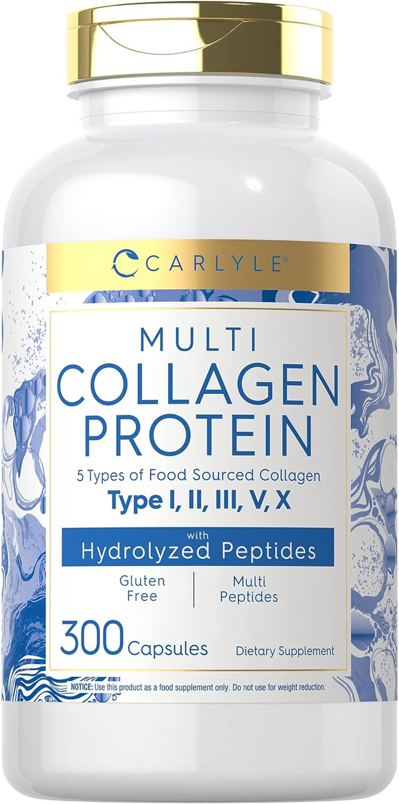 Multi Collagen Protein Capsules 2000Mg 300 Count Type I, II, III, V, X Collagen