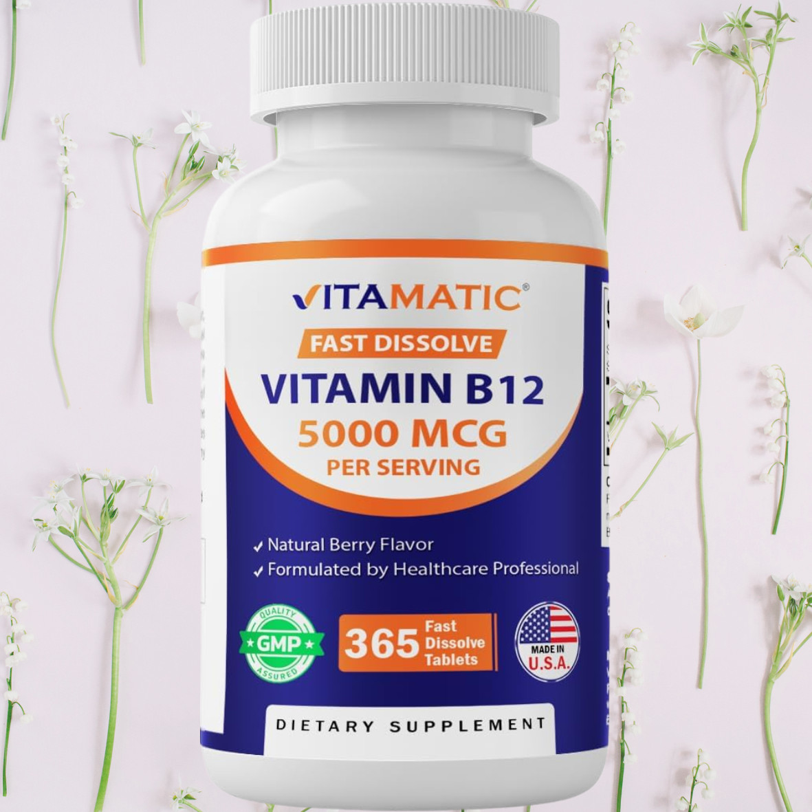 Vitamatic Vitamin B12 5000 mcg per Serving Fast Dissolve 365 Tablets