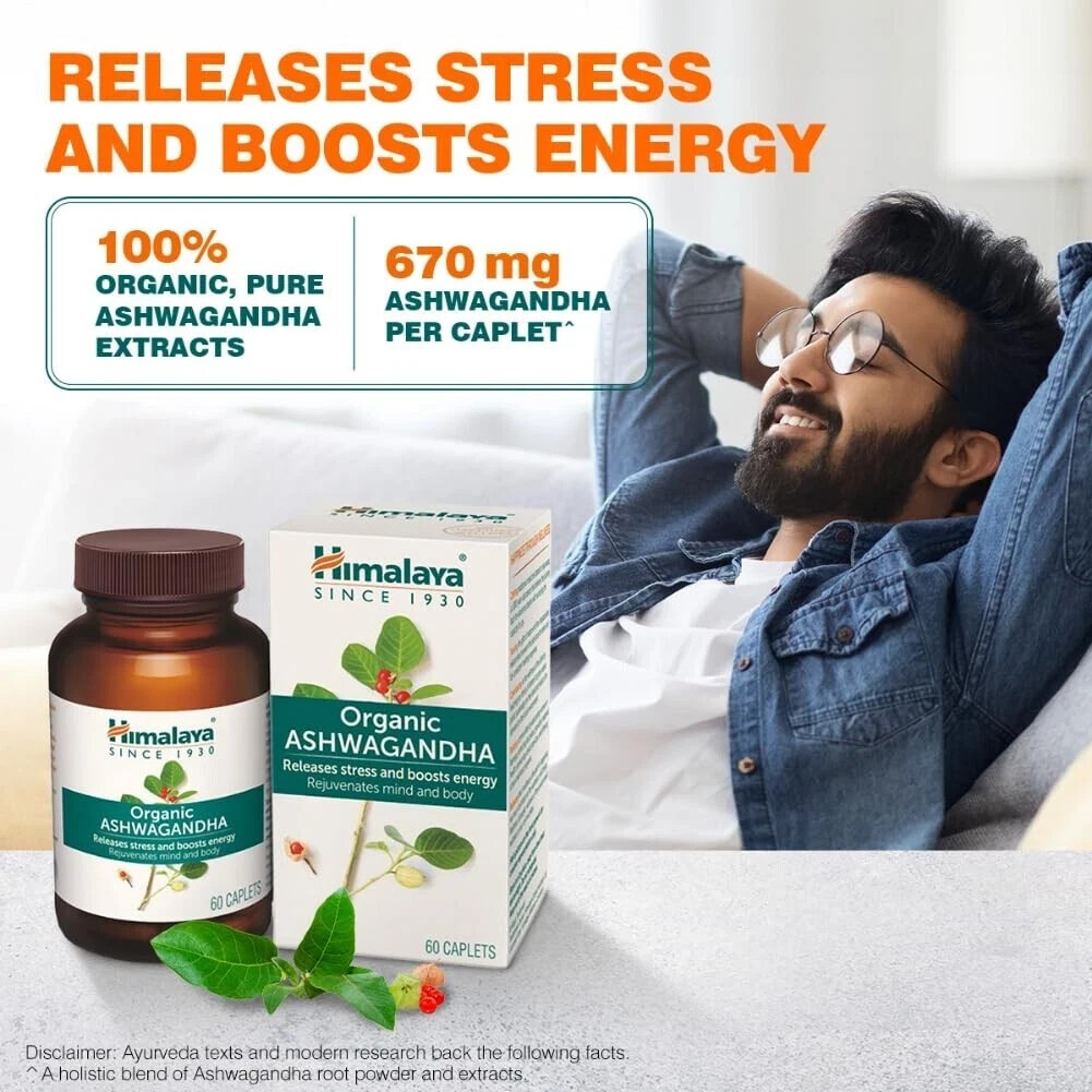 Himalayan Organic Ashwagandha  670mg -30 Tablets Releases Stress &Boosts Energy