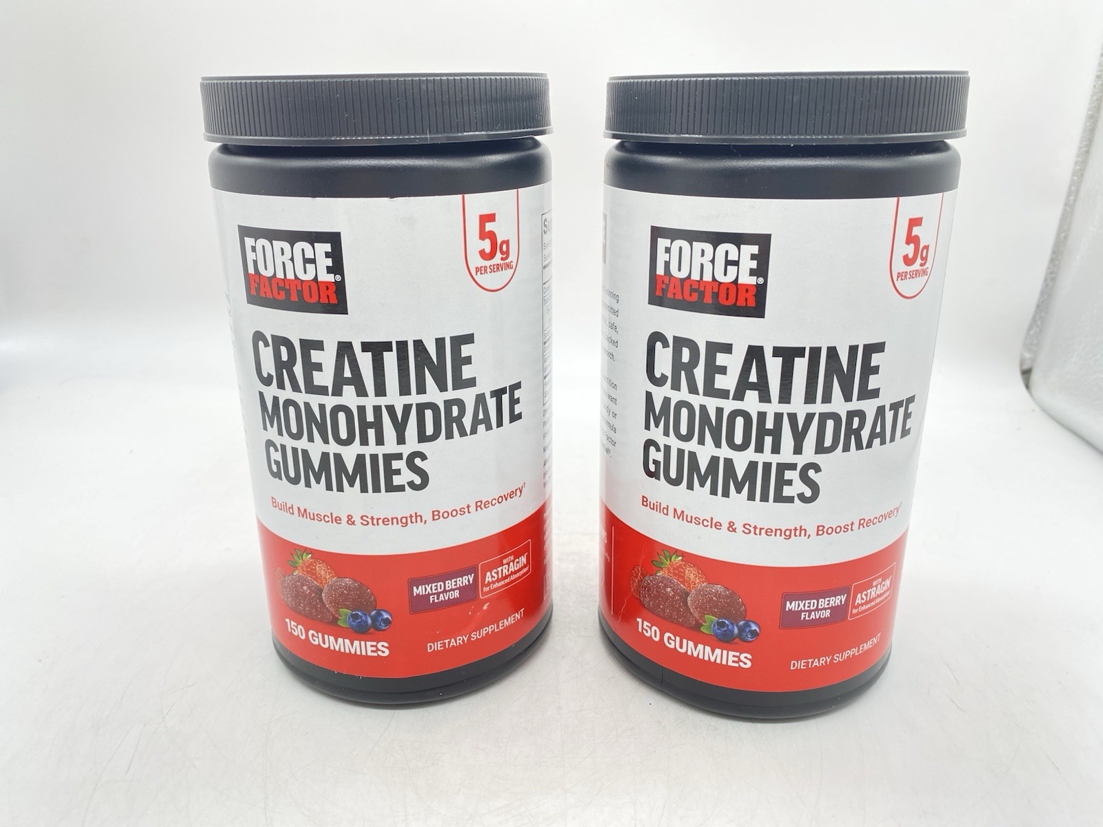 Force Factor Creatine Monohydrate Gummies, 5g, 2 Pack – 150 Ct, Mixed Berry