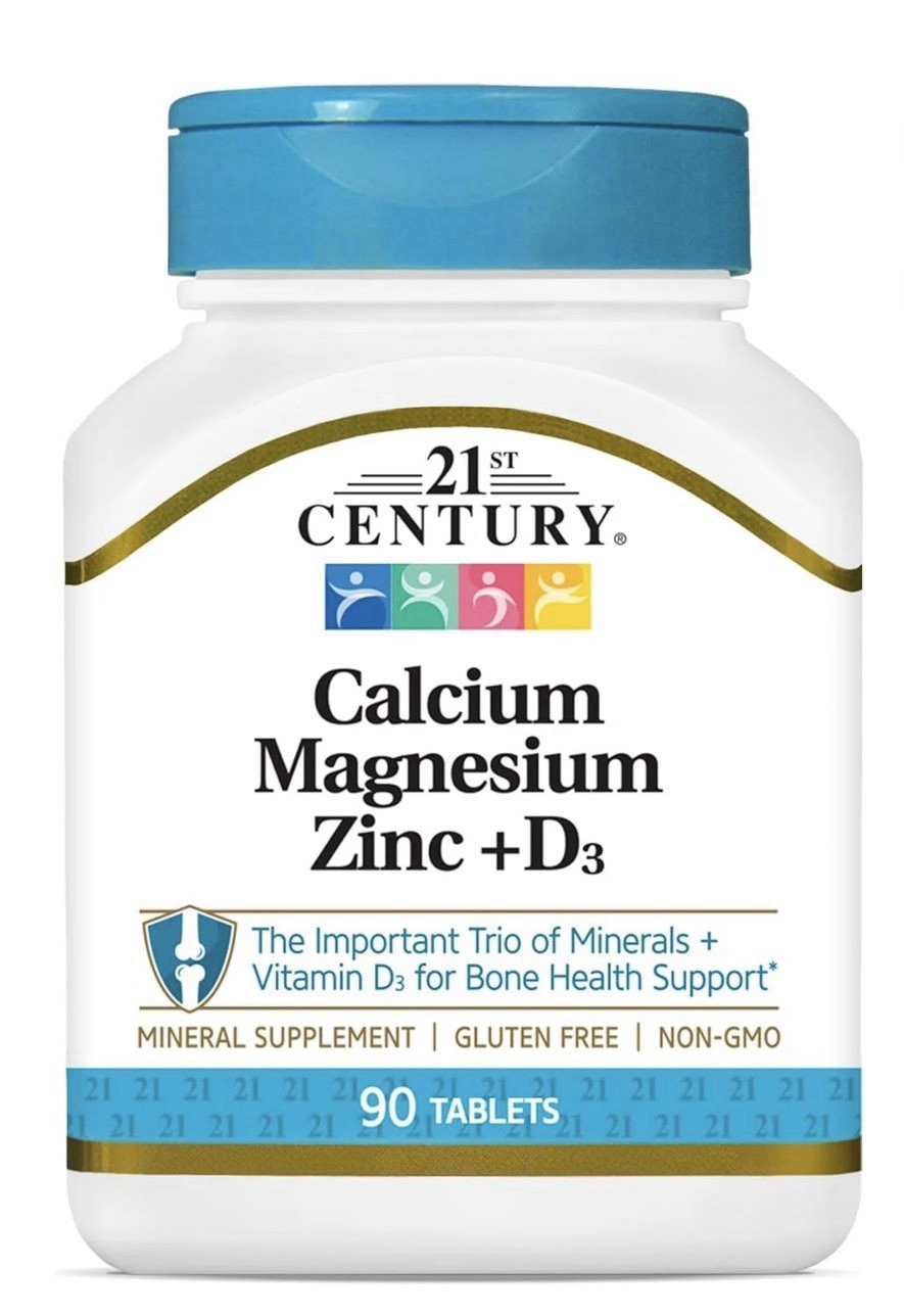 21st Century Calcium Magnesium Zinc Vitamin D3 Tablets 90 Gluten-Free Non-GMO