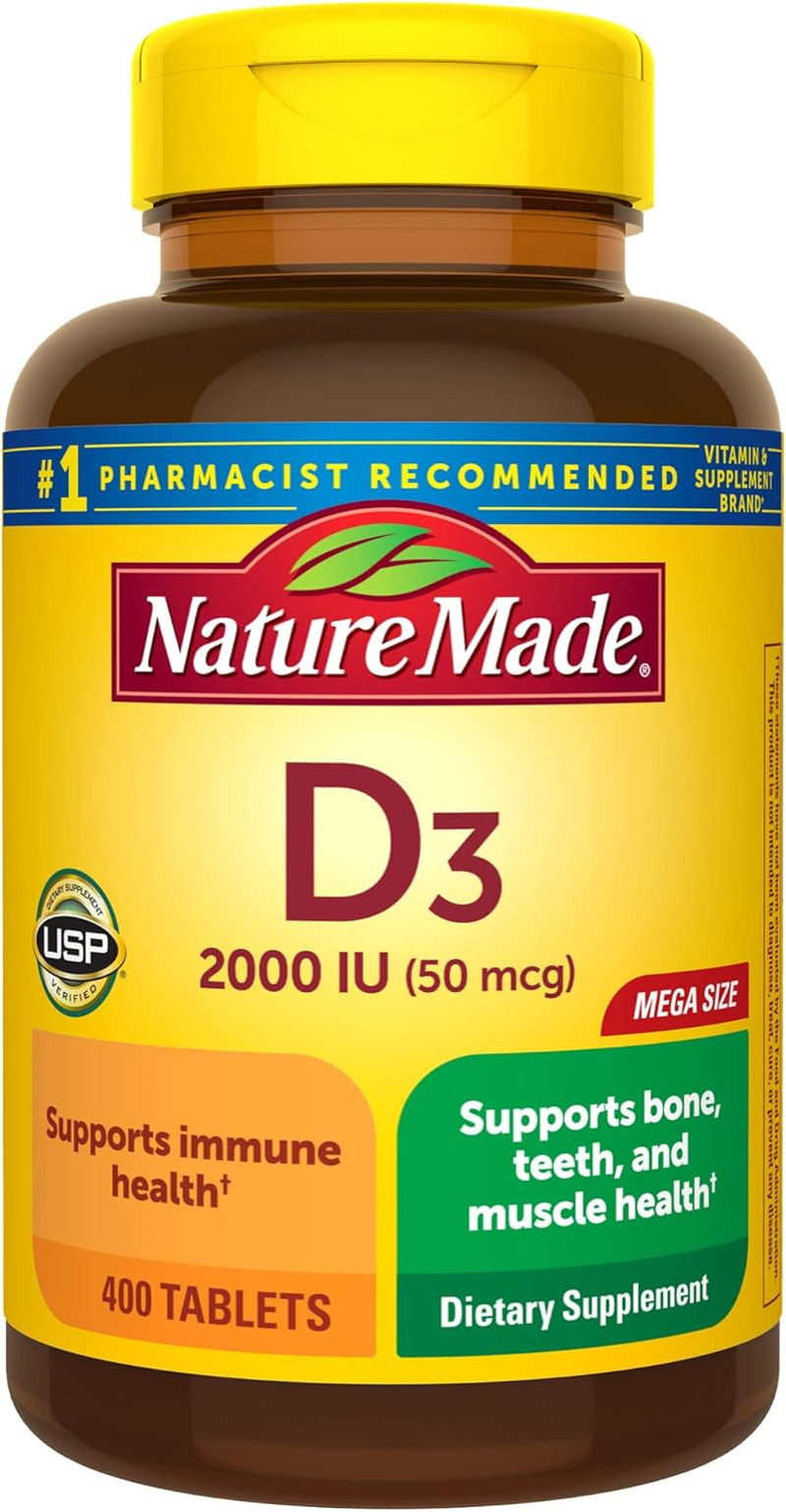 Nature Made Vitamin D3 2000 IU, 400 Tablets for Bone and Immune Health
