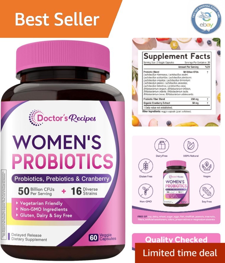 -Friendly Women’s Probiotics: 60 Capsules of Digestive Support, Made in USA