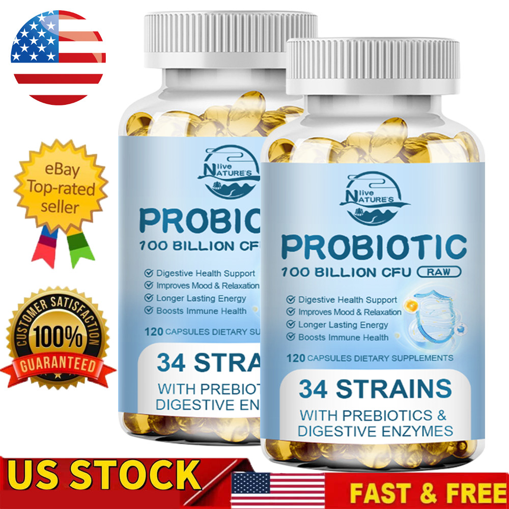2 Packs Probiotics Digestive Enzymes 100 Billion CFU Potency Immune Health