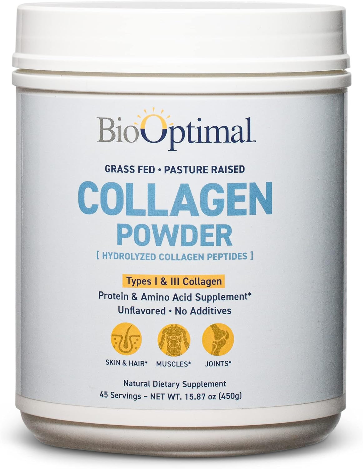 BioOptimal Collagen Peptides Powder – Grass-Fed, Pasture-Raised Hydrolyzed Prote