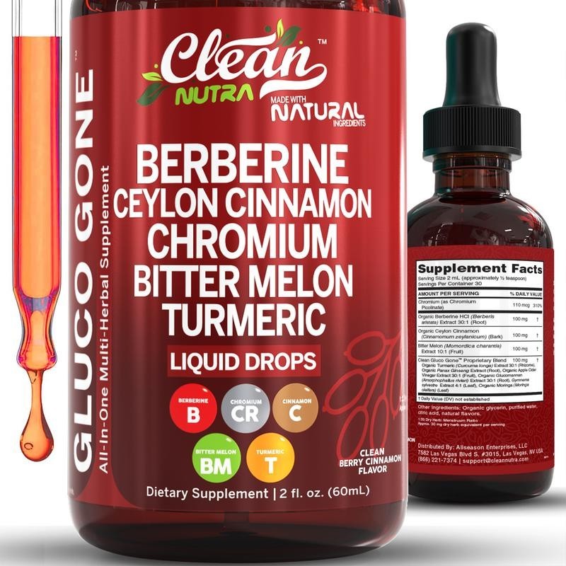 Organic Ceylon Cinnamon Berberine Liquid DropsSupplement with Bitter Melon