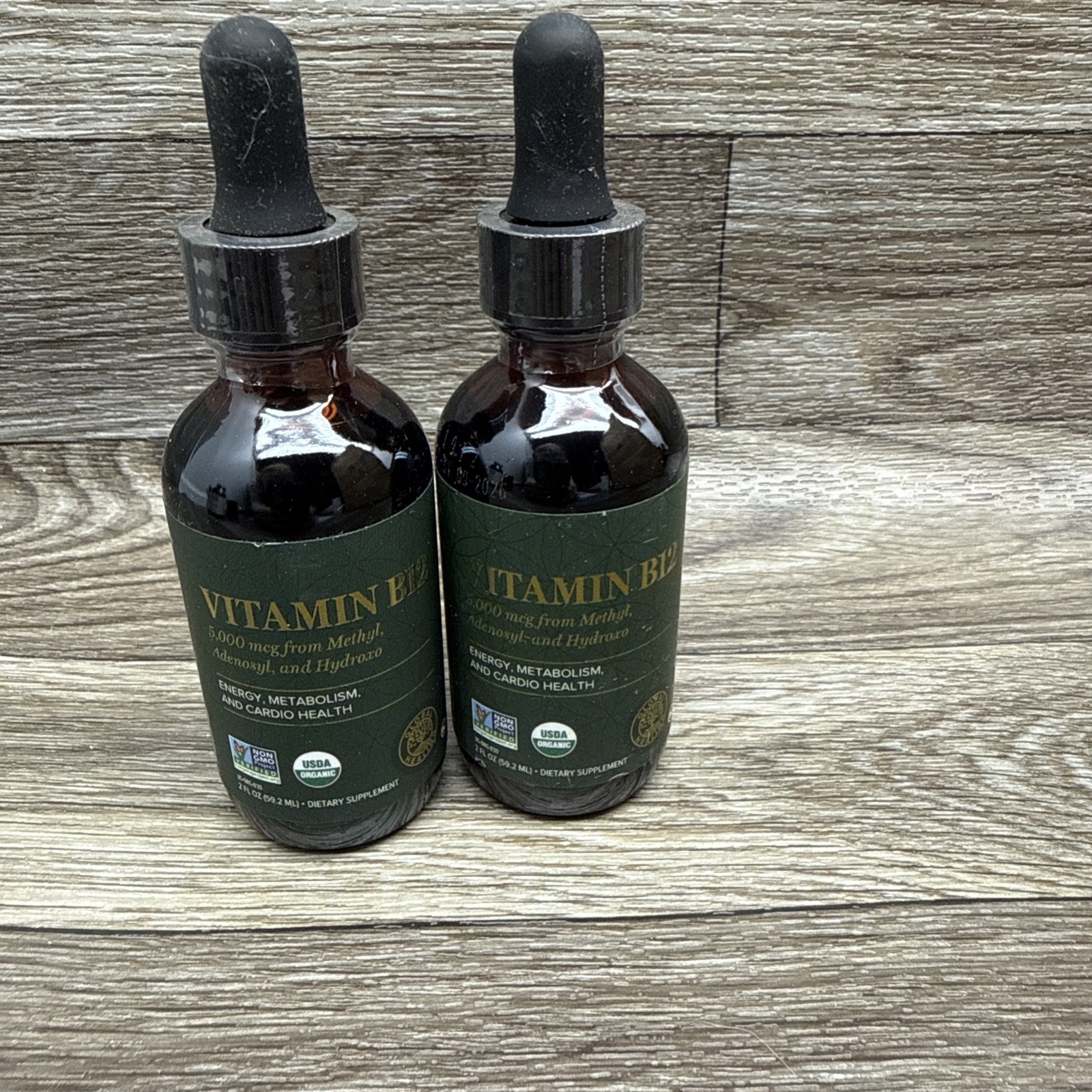 2x Vitamin B12, 5000 mcg, 3-in-1 Organic Liquid, 60-Day Supply (2 Oz) Drops
