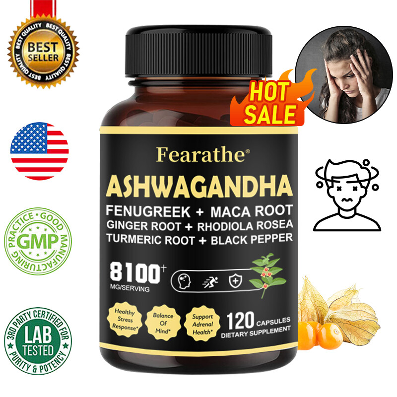 Ashwagandh + Maca Root + Rhodiola Rosea Turmeric Root + Black Pepper 8100 Mg