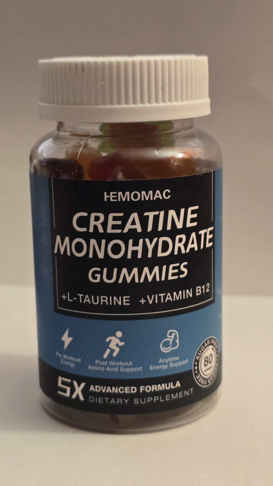 Hemomac Creatine Monohydrate Gummies Vitamin B12 L-Taurine 80 count exp: 11/2026