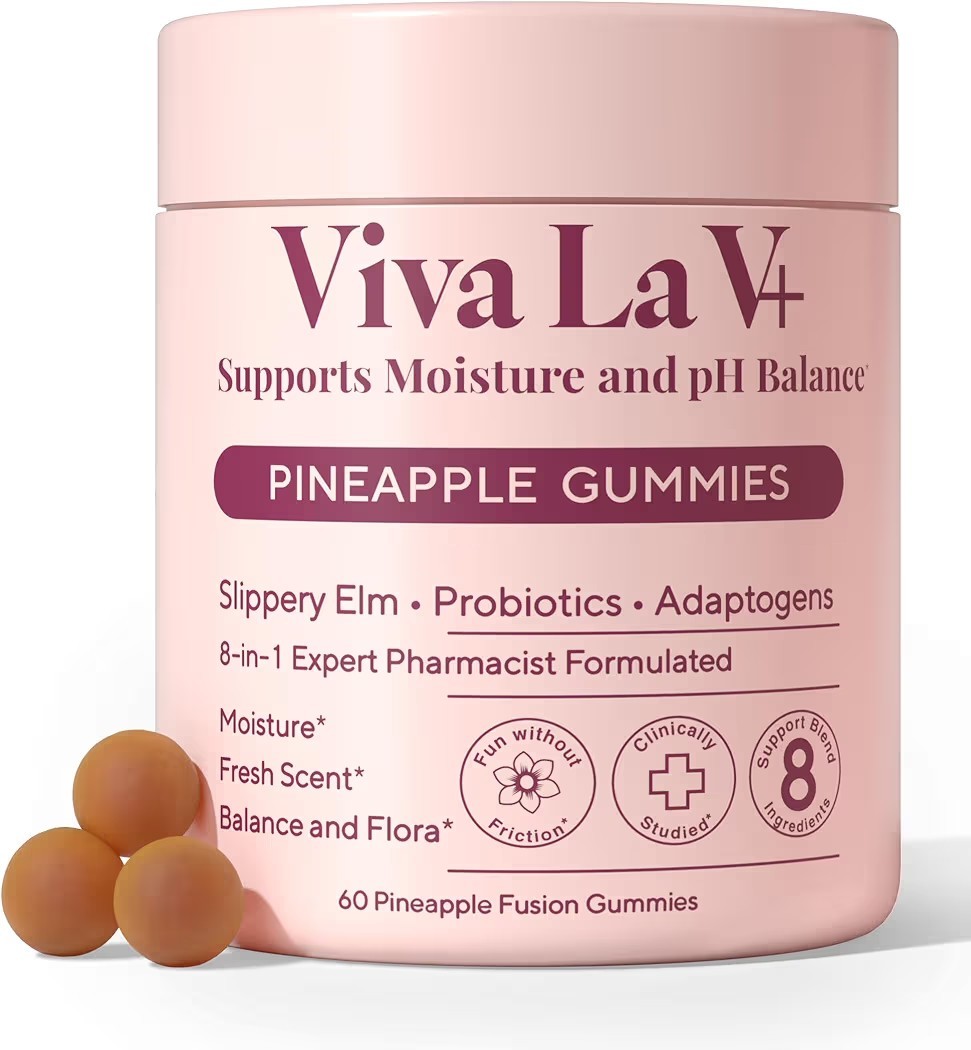 Viva La V+ 8-in-1 Slippery Elm Vaginal Probiotic Gummies for Women (60 Count)