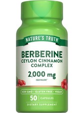 Berberine with Ceylon Cinnamon 2000mg | 50 Vegan Capsules | by Nature’s Truth