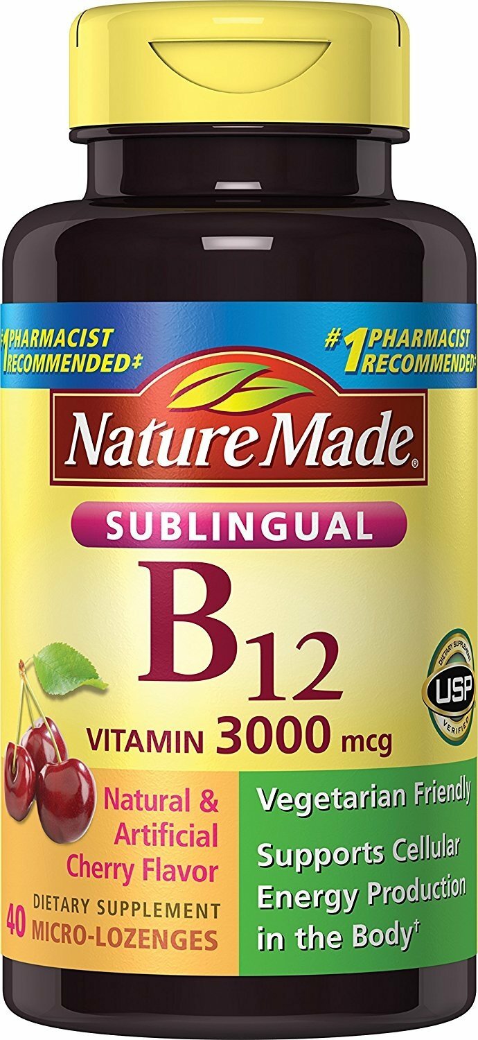 Nature Made Sublingual Vitamin B12 3000 mcg. Cherry Flavored Lozenges 40 Ct