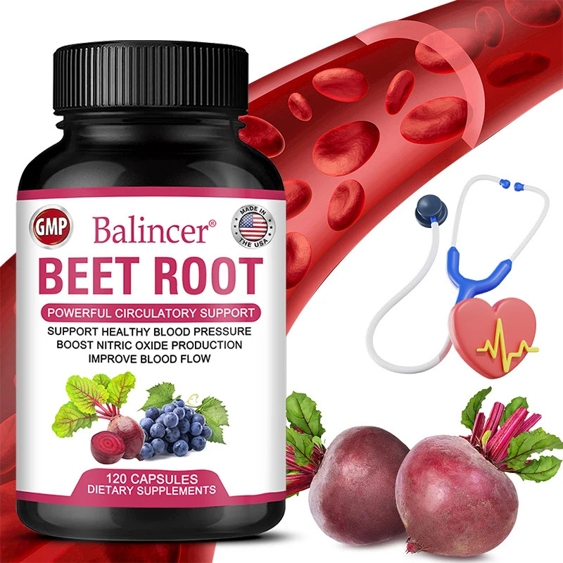 Beetroot Capsules Organic Beetroot Powder Extract + Black Pepper Nitric Oxide Pr