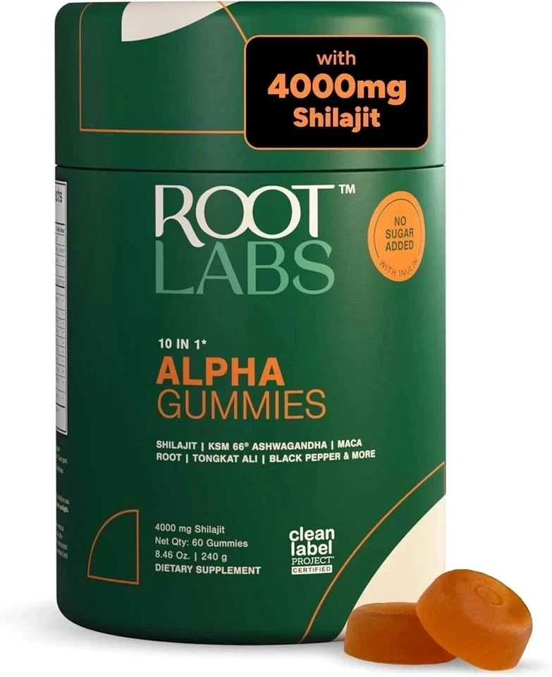 Root Labs Alpha Gummies | 4000 mg Pure Himalayan Shilajit | 60 Gummies