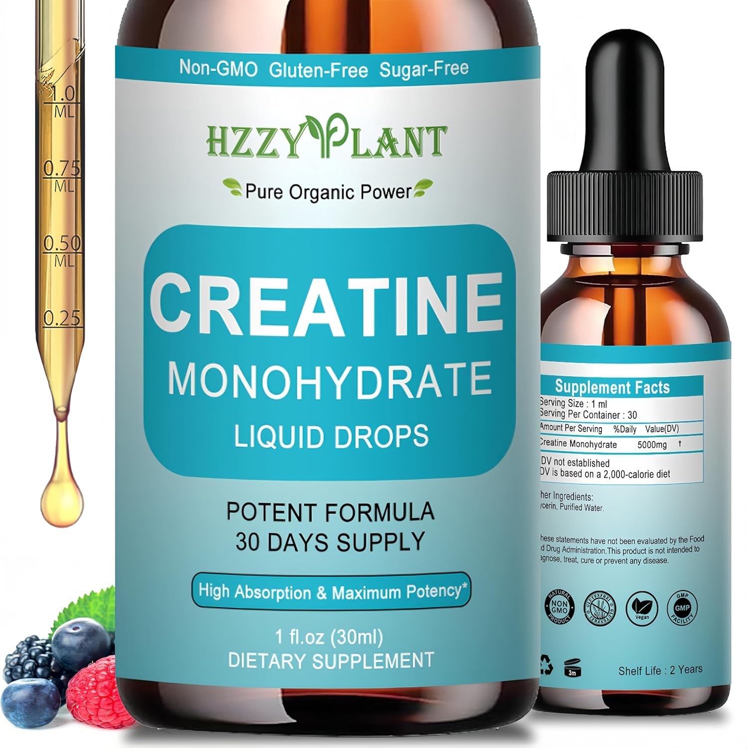 Creatine Liquid Drops – 98% High Absorption 1 Fl Oz (Pack of 1)