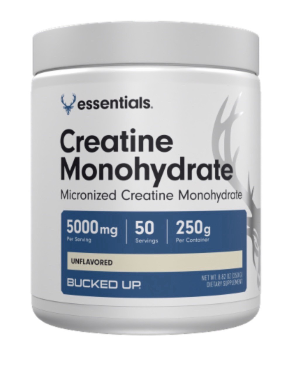 Bucked Up Creatine Monohydrate Powder Unflavored 250g 5000mg Per Serving