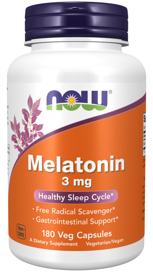 NOW Foods Melatonin 3 mg 180 Veg Caps 9/29 EXP