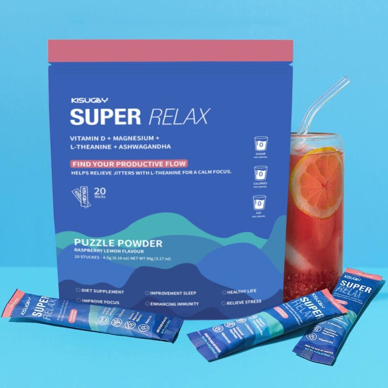 KISUGBY SuperRelax Powdered, Vitamin D 3 Vegan,No Sugar On The Go