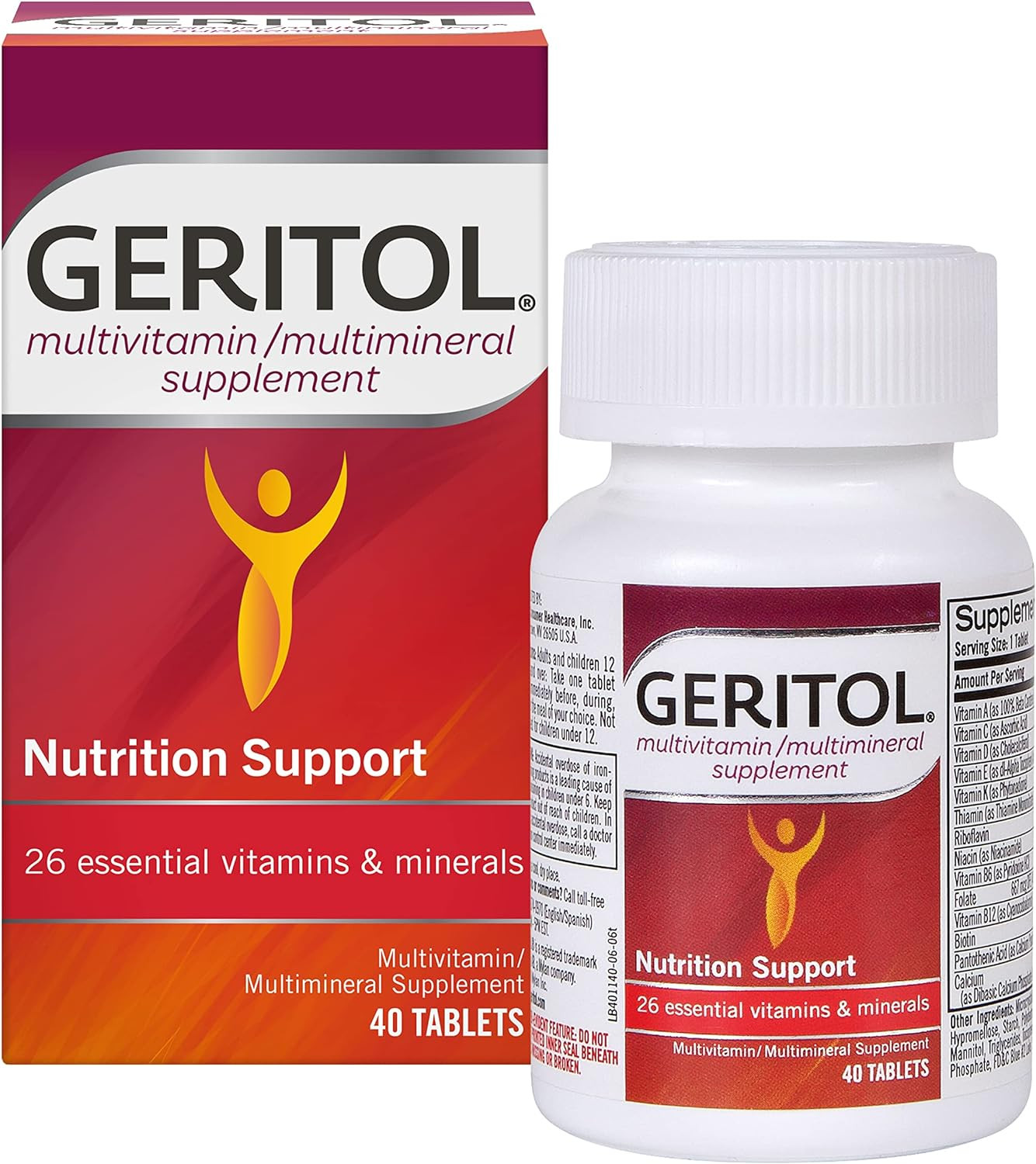 Geritol Multivitamin Supplement Contains B-Vitamins, Antioxidants, Iron 40ct