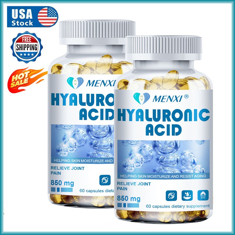 2 Packs Hyaluronic Acid 850mg Capsules w/Vitamin C & E for Joint,Skin Health