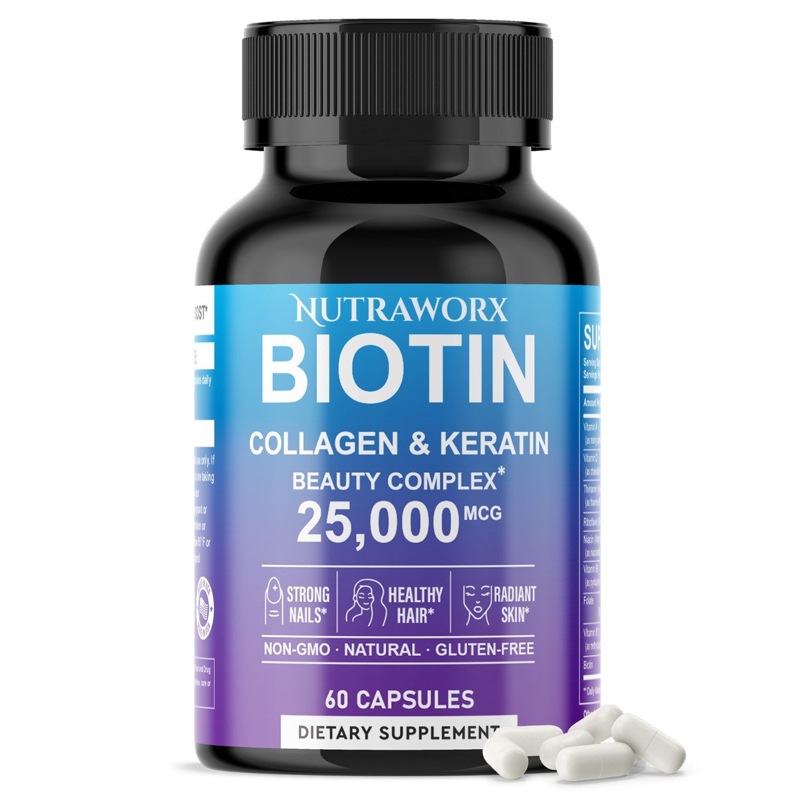 Nutraworx Biotin, Collagen, & Keratin – Supplement for Hair, Skin, & Nails