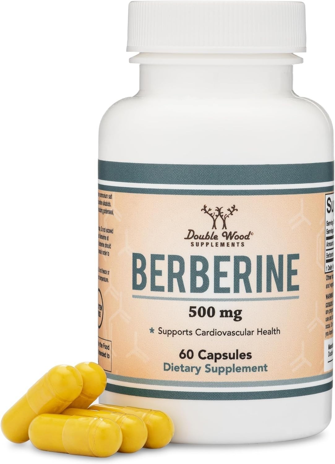 Berberine 500mg HCL 60 Capsules Double Wood AMPK Metabolism Vegan Non-GMO