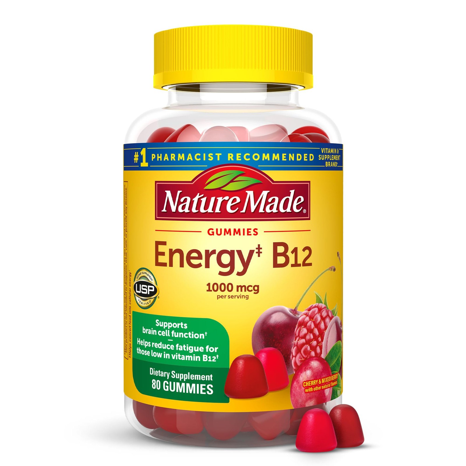 Nature Made Vitamin B12 Gummies 1000 mcg per serving, 80 Count (Pack of 1)