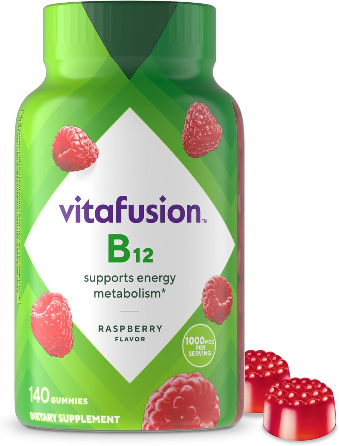 Vitamin B12 Gummies for Energy Metabolism 140 Ct Raspberry Flavor 70 Day Supply