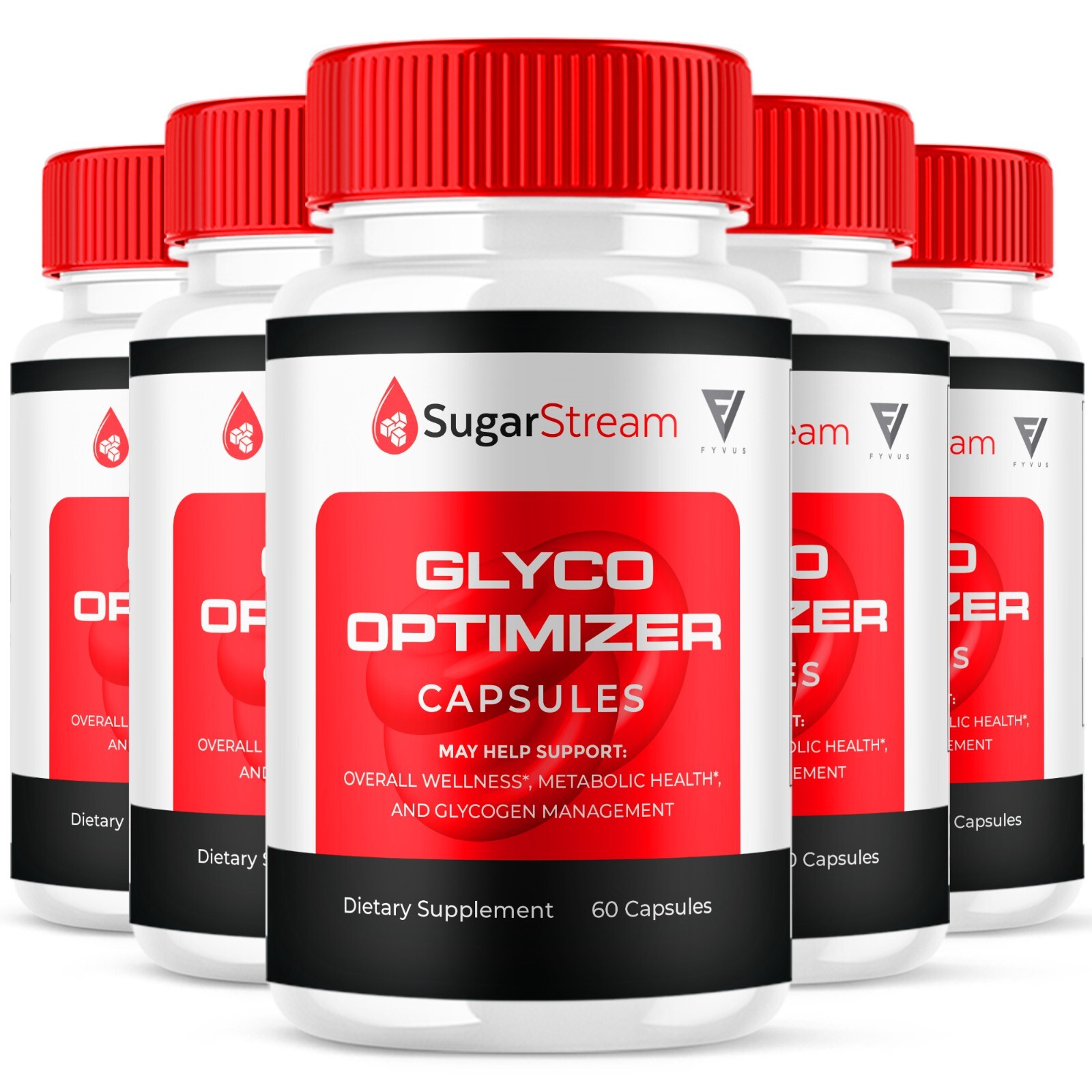 (5 Pack) Sugar Stream Glyco Optimizer Capsules SugarStream Pills (300 Capsules)