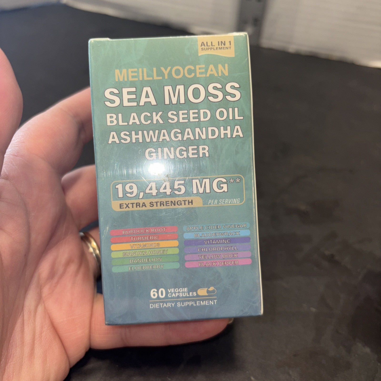 Sea Moss, Black Seed Oil, Ashwagandha Ginger 60 Veggie Capsules Ex: 3/26