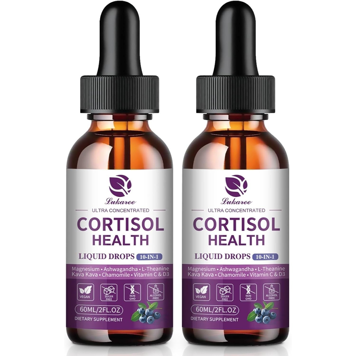 Cortisol Supplement Liquid Drops, 10 in 1 Hormone Balance for Women Men with Mag