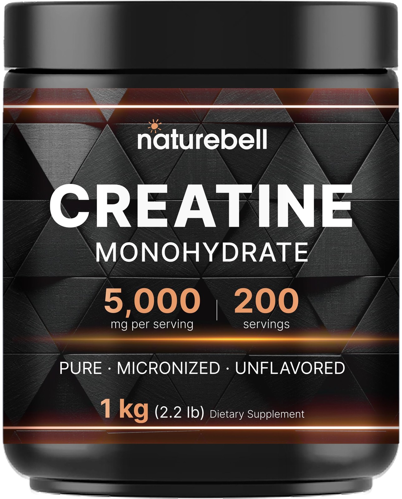 NatureBell Creatine Monohydrate Powder 1,000g, 5,000mg Per Serving, 200 Servi…