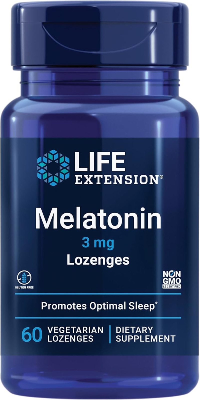 Life Extension Melatonin 3mg, Chewable Sleep Support, 60 Lozenges