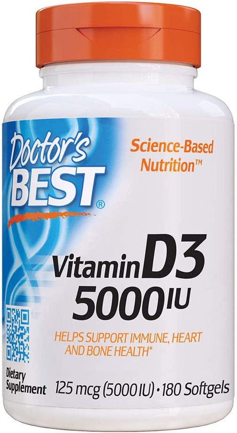 Vitamin D3 5000IU, Non-Gmo, Gluten & Soy Free, Regulates Immune Function, Sup…