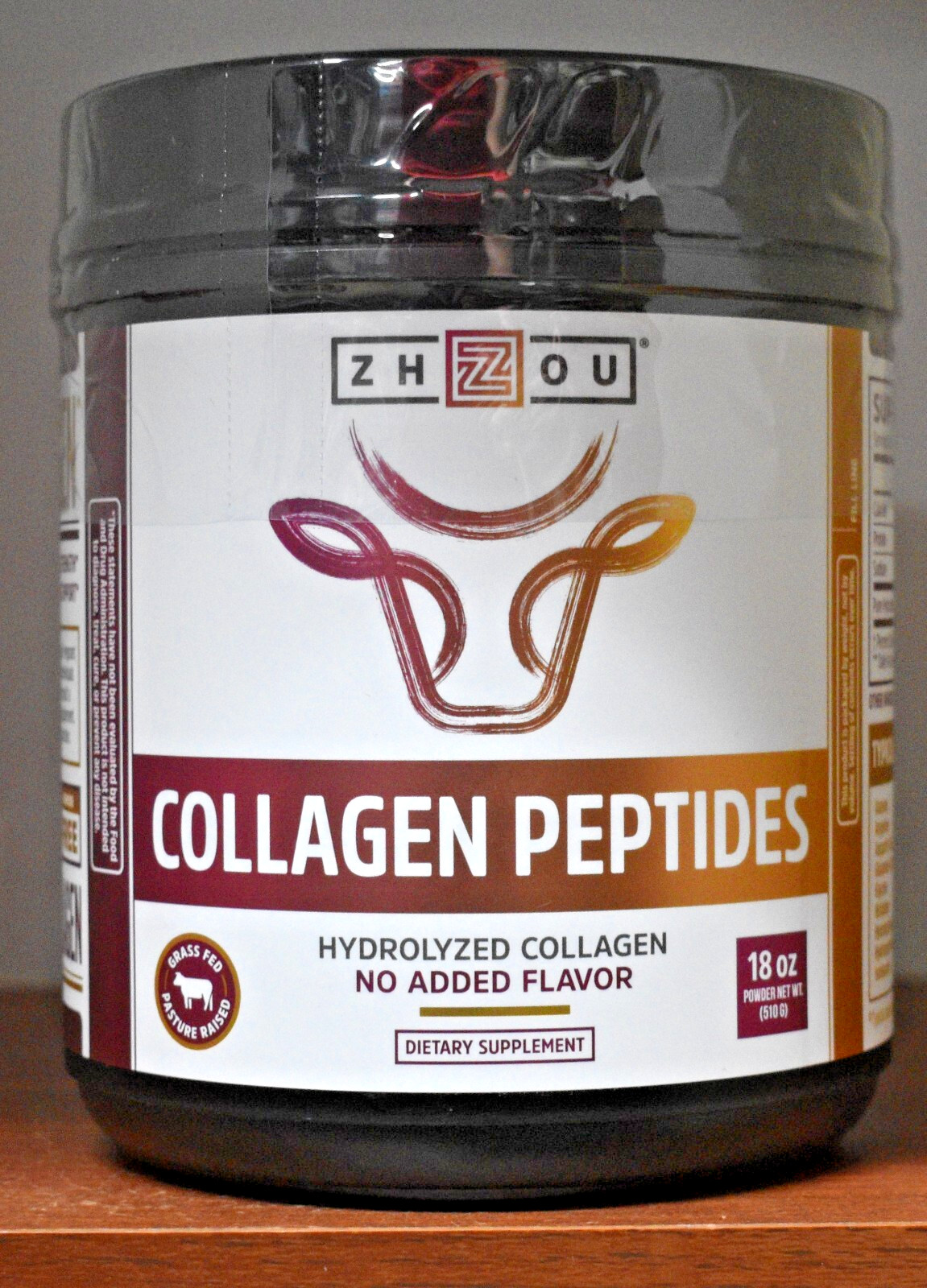 Zhou Collagen Peptides Hydrolyzed Protein Powder Unflavored 18oz Grass Fed 18 oz