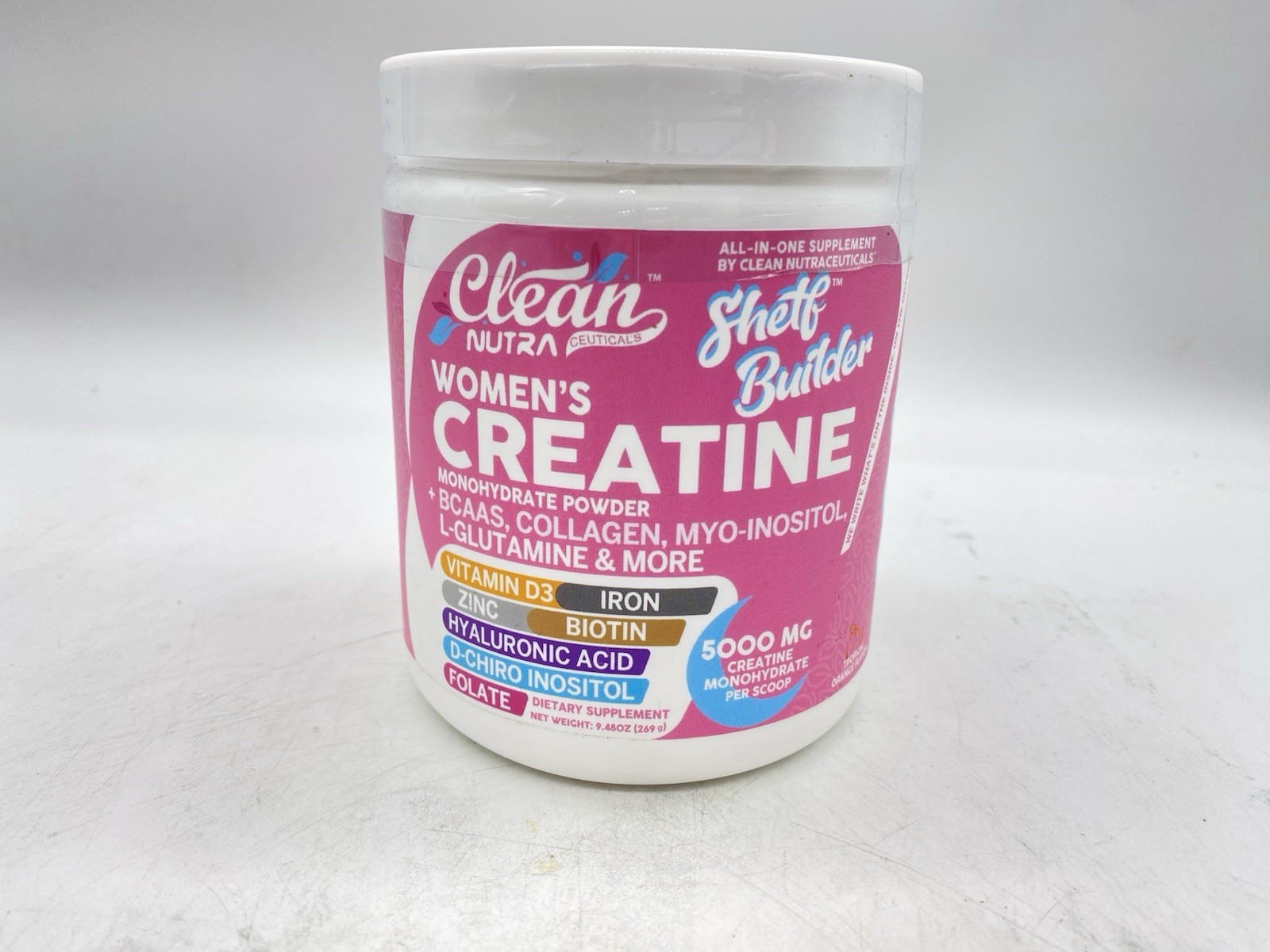 Women’s Creatine Powder w/ BCAAs- Collagen- Inositol – Clean Nutra Shelf Builder