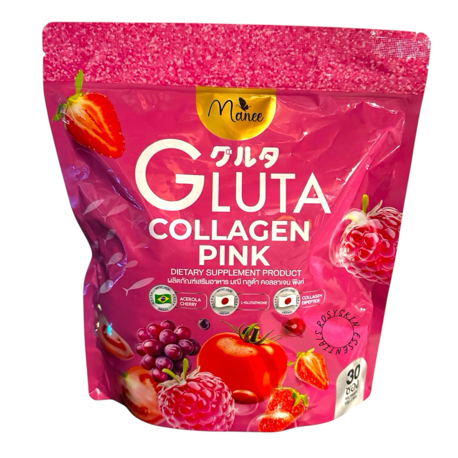 Manee Gluta Collagen Pink Anti-Aging Supports Healthy Smooth Skin 30 Sachets