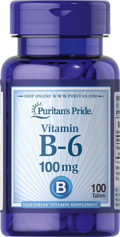 Puritan’s Pride Vitamin B-6 (Pyridoxine Hydrochloride) 100 mg – 100 Tablets