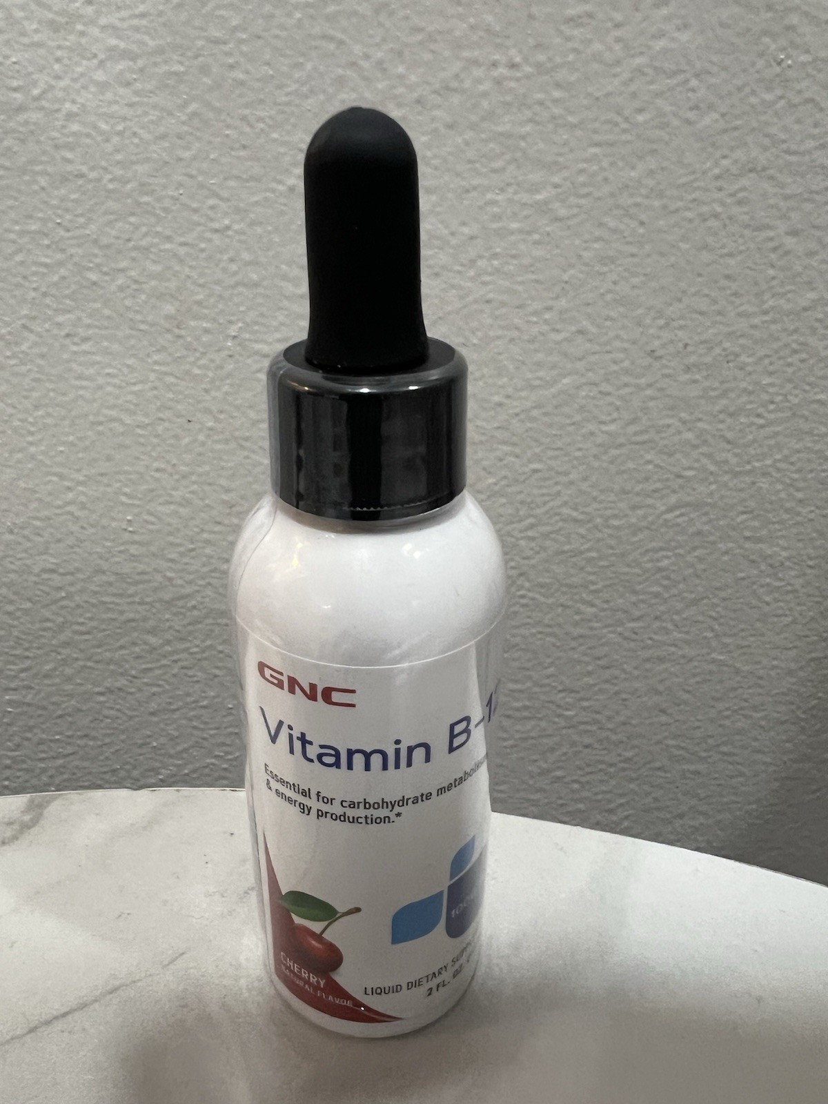 GNC Vitamin B-12 Liquid Cherry Flavor, 1000 mcg, 2 fl oz, Energy Production