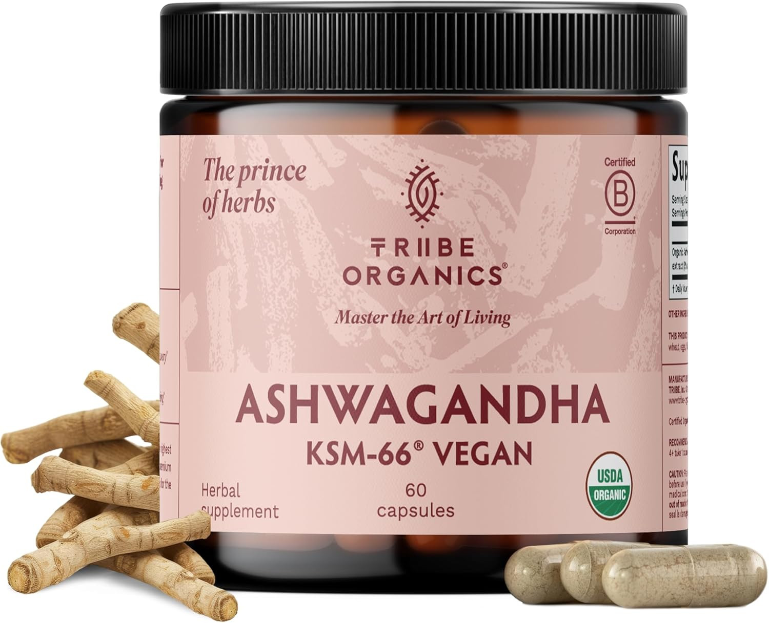 TRIBE ORGANICS Vegan Ashwagandha KSM 66 Pure Organic Root Powder Extract Ayurved