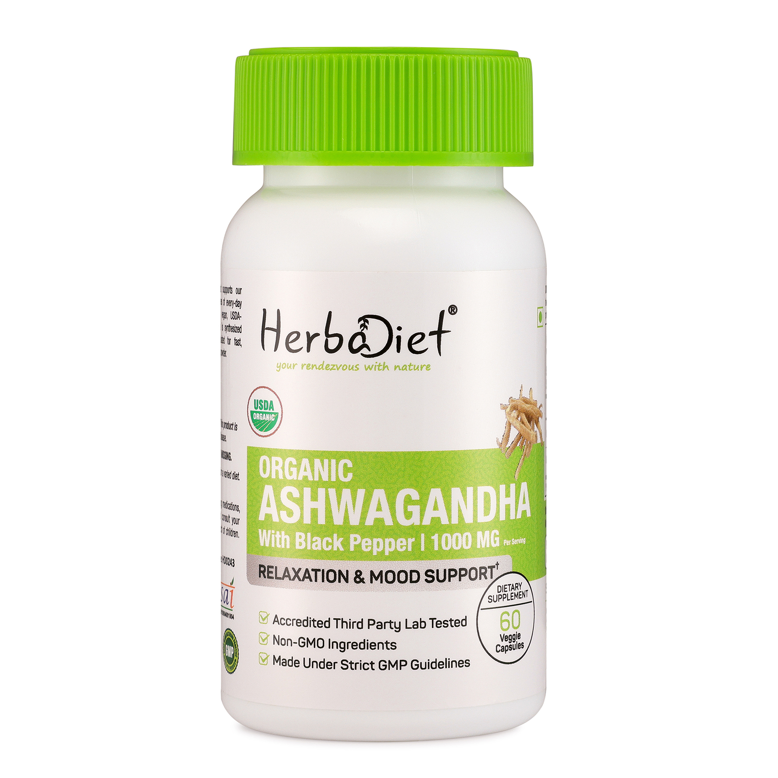 Organic Ashwagandha Root Capsules HIGH ABSORPTION Stress Fatigue Anxiety Relief