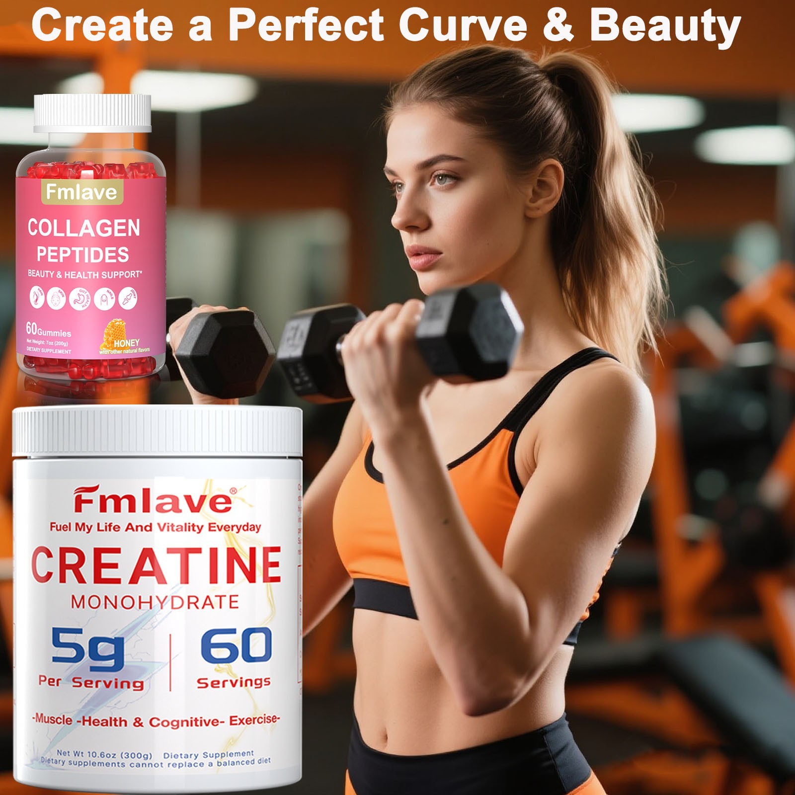 CREATINE Monohydrate + Collagen For WOMEN Post-Workout Supplement Booty & Beauty